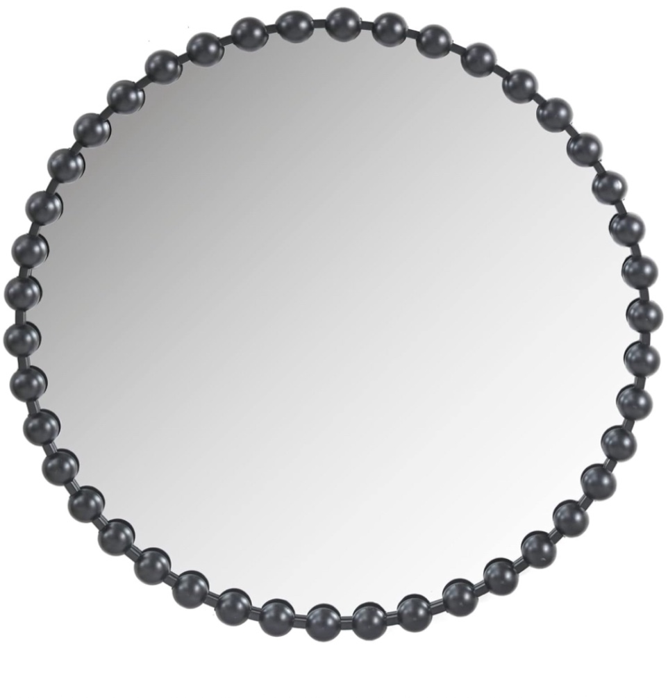 MADISON PARK SIGNATURE Wall Décor Marlowe Metal Spherical Frame Round Mirror for Living Room - Home Accent, Ready to Hang Bedroom Decoration, 36" Diameter, Black