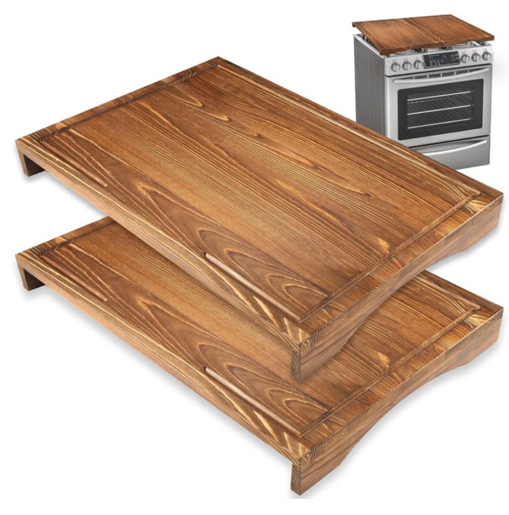 Calmbee Noodle Board Stove Cover - Wooden Stove Cover, Farmhouse Stove Top Cover 2 IN 1 Sink Cover, Cutting Board, Stove Covers for Gas Stove, Electric Stove, RV Oven, Induction Stove