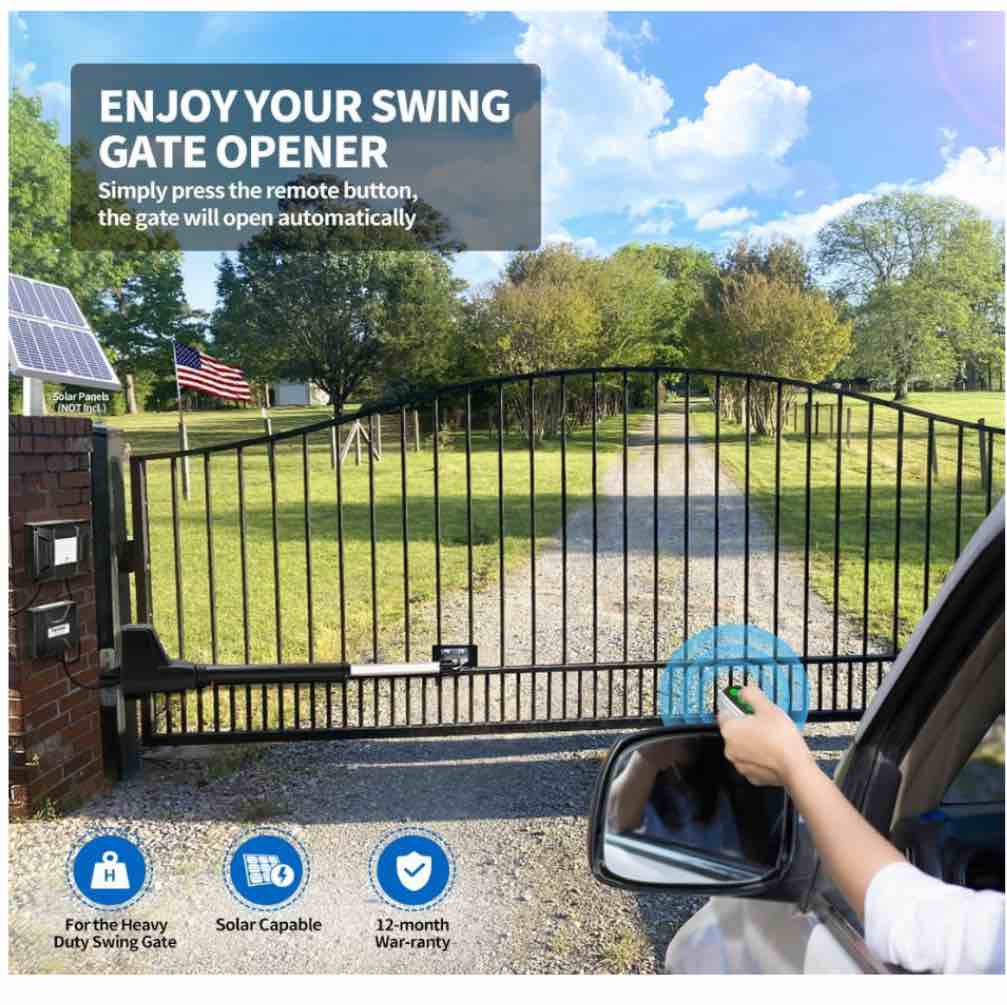 TOPENS AT12131 Single Swing Gate Opener Heavy Duty Automatic Gate Motor for Single Swing Gates