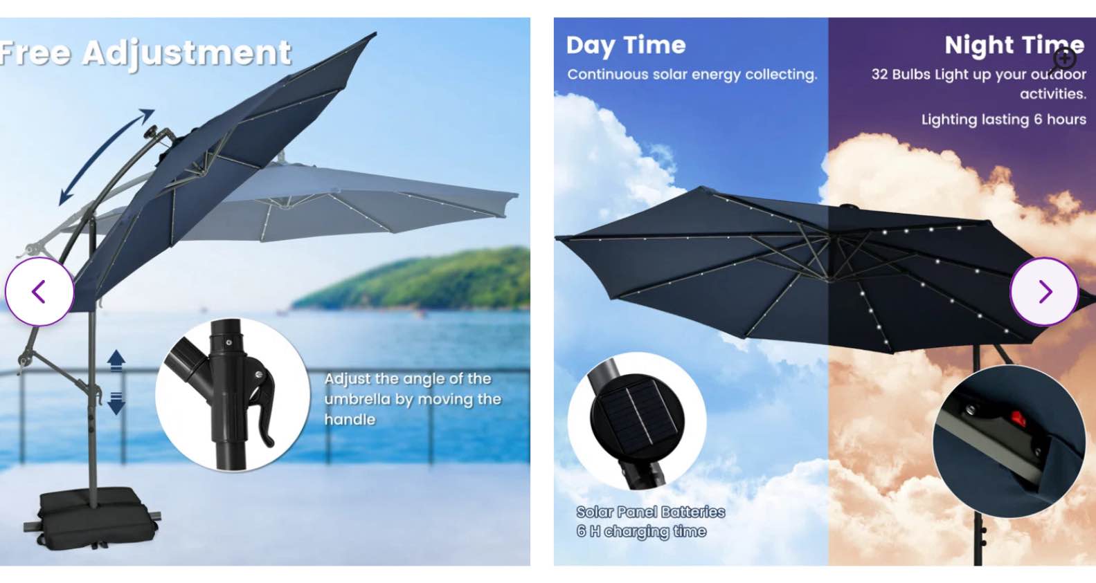 Isley 10' Lighted Cantilever Umbrella
