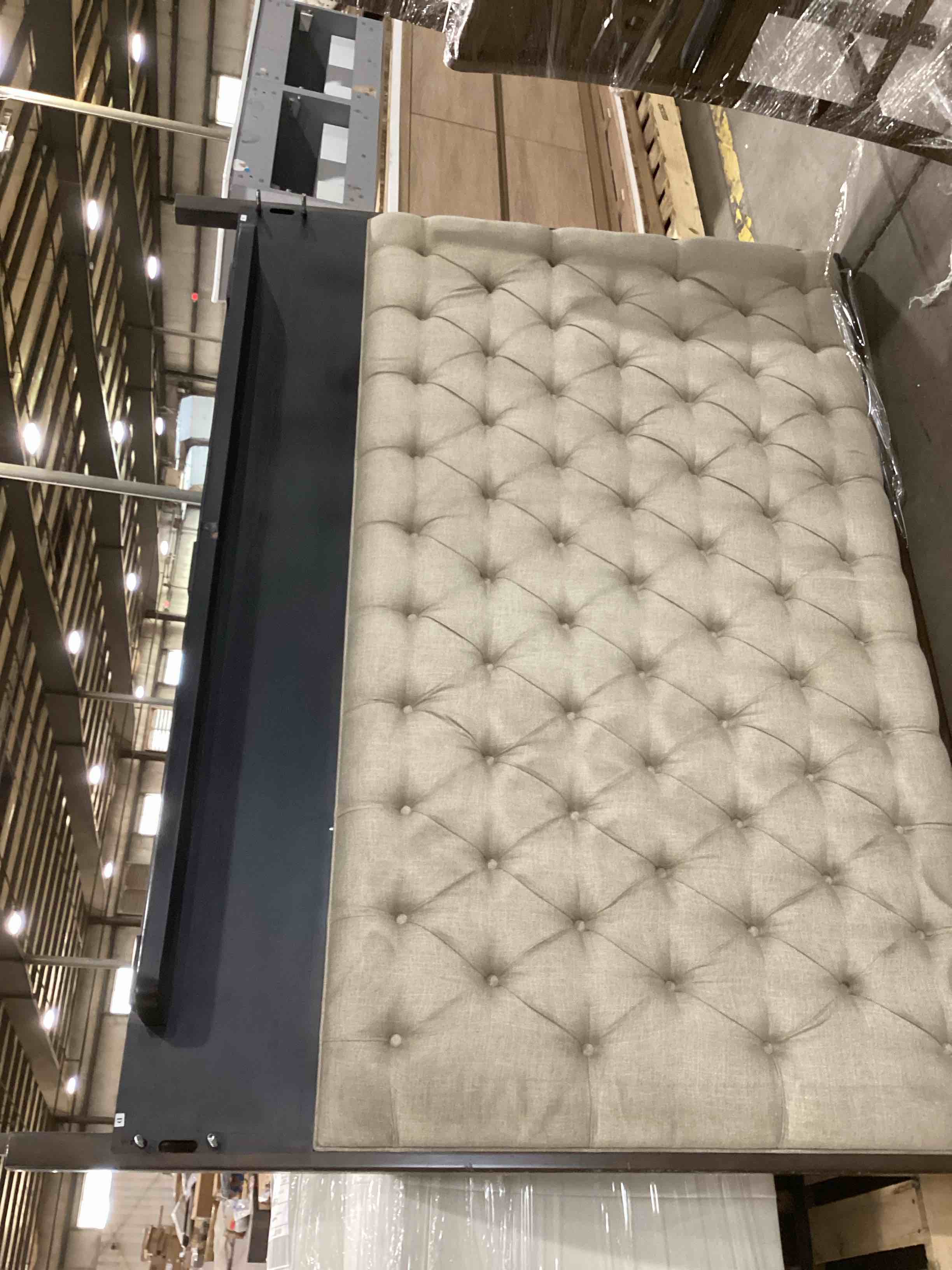 wooden beige tufted headboard