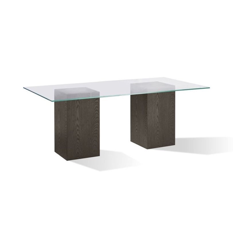 Rectangular Glass Table in French Roast (incomplete, Only Glass)