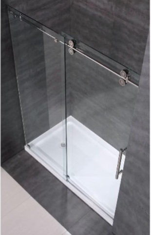 Aston Langham 60-inch x 75-inch Frameless Sliding Shower Door in Stainless Steel