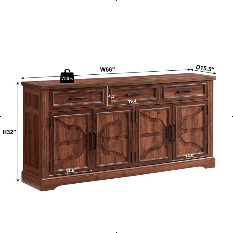 Nayda 66" Wide 3 Drawer Sideboard