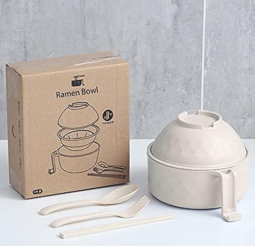 Ramen Cooker Ramen Bowl Set with Chopsticks 33oz Microwave Noodle Bowl College Dorm Room Essentials for Girls for Boys Apartment Essentials-White