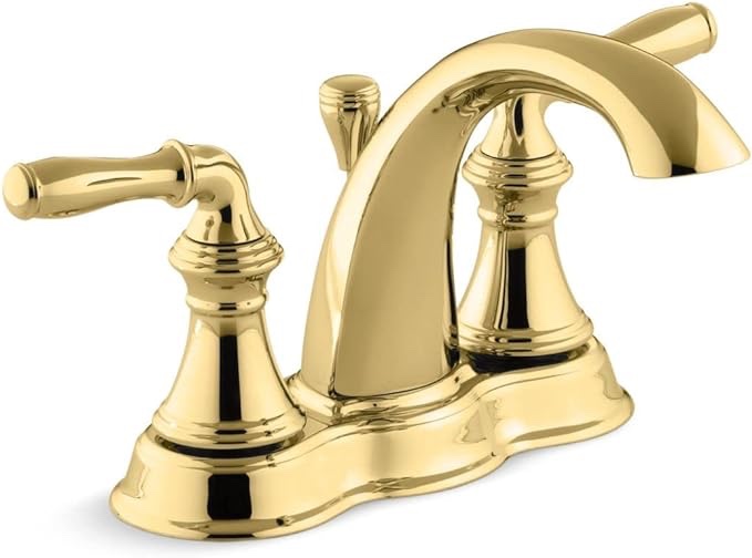 KOHLER 393-N4-CP Devonshire Centerset 4 inch Bathroom Faucet with Pop-Up Drain Assembly, 2-Handle Bathroom Sink Faucet, 1.2 gpm, Polished Chrome