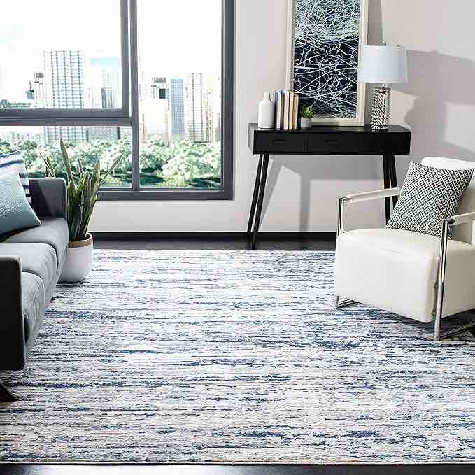 SAFAVIEH Amelia Collection Area Rug - 9' x 12', Grey & brown , Modern Abstract Design, Non-Shedding & Easy Care, Ideal for High Traffic Areas in Living Room, Bedroom (ALA768B)