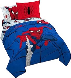 Jay Franco Marvel Spiderman Webtastic 7 Piece Queen Size Bed Set - Includes Reversible Comforter & Sheet Set - Super Soft Kids Bedding Fade Resistant Microfiber (Official Marvel Product)