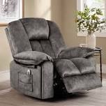 Lashyia 40" Wide Manual Big Man Oversize Velvet Swivel Rocker Recliner with Heating, Massage and Hidden Cupholders