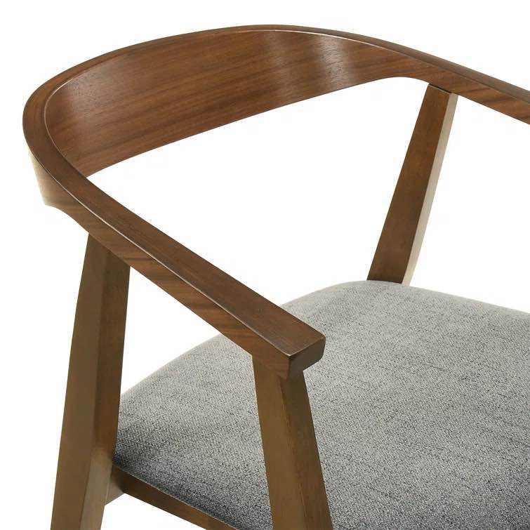 Walnut Jeyhan 5 Piece Round Dining Table Set in Rubberwood and Fabric
