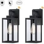 Citron 1-Light Matte Black Outdoor Wall Lantern with Dusk to Dawn