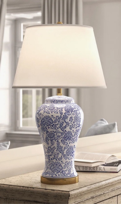 29" Blue/Off-White/Gold Table Lamp Set