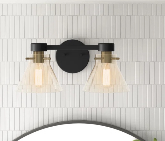 Tudor City 2-Light Dimmable Matte Black Vanity Light