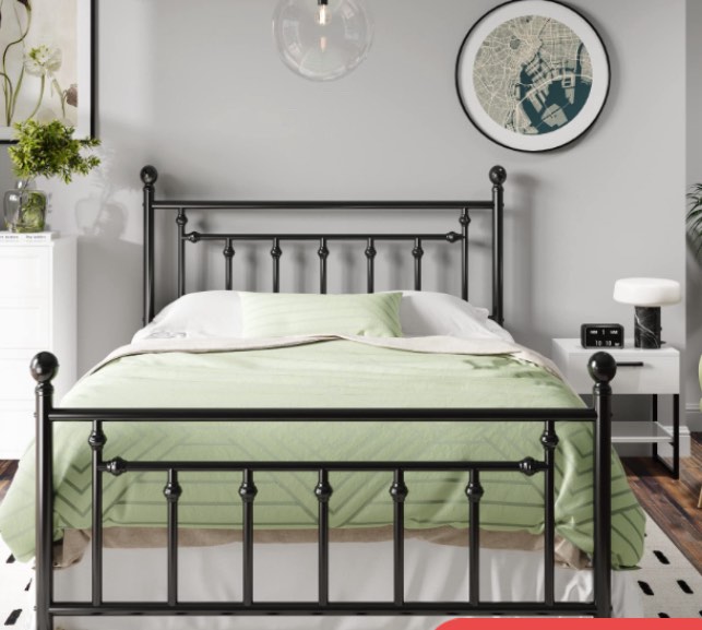 HOOMIC Queen Size Metal Platform Bed Frame/Victorian Style Iron-Art