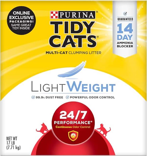 Purina Tidy Cats Lightweight Clumping Cat Litter, 24/7 Performance Multi Cat Litter - 17 lb. Box 17.00 Pound (Pack of 1)