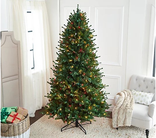 Bethlehem Lights Micro LED 7' Flocked Christmas Tree w/ Storage Bag