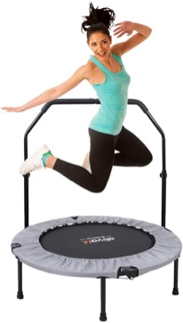Ativafit Fitness Trampoline for Adults Foldable 40inch Fitness Trampoline with Adjustable Foam Handle Workout Indoor Outdoor Home Use Grey 40"