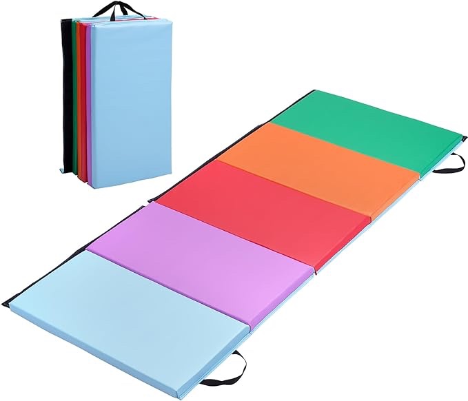 ZENOVA Gymnastics Mat 6'x3'x2''/ 8'x4'x2'' Exercise Mat Gym Mat for Home Aerobics Workout Foldable Tumbling Mat Children Gifts 3FT x 6FT --Blue