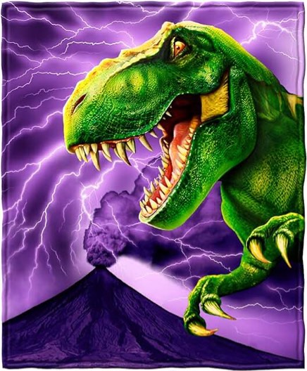 Dawhud Direct T-Rex Fleece Blanket for Bed 75" x 90" Jurassic Fleece Throw Blanket for Boys, Men, Unisex and Kids Super Soft Plush Dinosaur Blanket Throw Fleece Blanket Animal Blanket - King Size Ii T-rex 75" x 90"