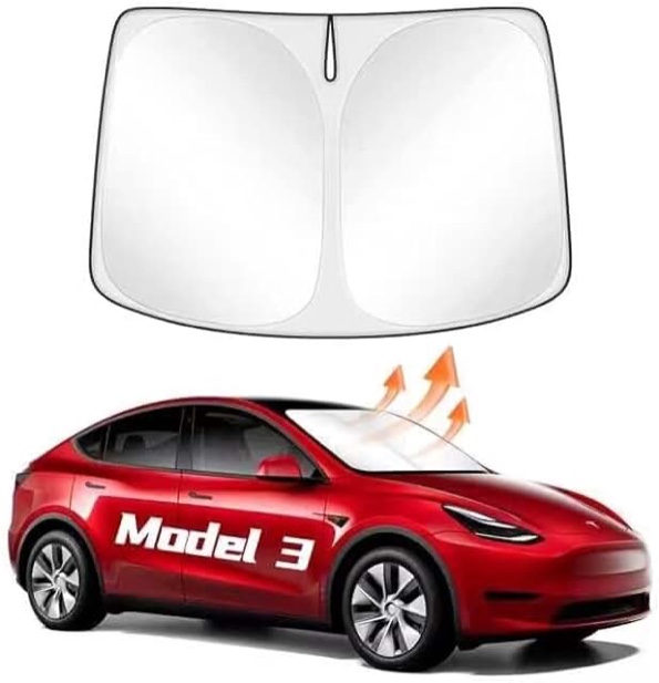 Windshield Sunshade for Tesla Model 3/Y Car Sun Shade Sun Protector 2 Way Use, Accessories for Tesla Model 3/Y American Flag