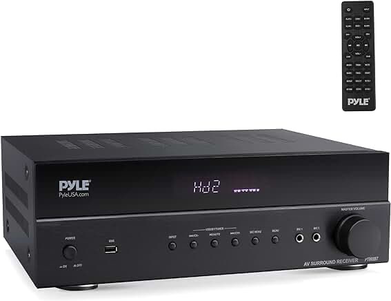 Pyle 5.2 Channel Hi-Fi Home Theater Receiver - 1000W MAX Wireless BT Surround Sound Stereo Amplifier System with 4k Ultra HD Support, MP3/USB/DAC/FM Radio, Ideal for Immersive Home Audio Experience
