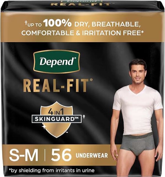 Depend Real Fit Disposable Underwear Male Waistband Style Small / Medium, 50982, Maximum, 58 ct