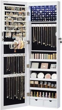 Wall/Door Mount Mirror Jewelry Cabinet