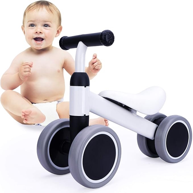 Bodaon Baby Balance Bike, Ride on Toys for 1-2 Year Old, Best Cool First Birthday Gifts for Boy and Girl, Christmas Kids Tricycle, White