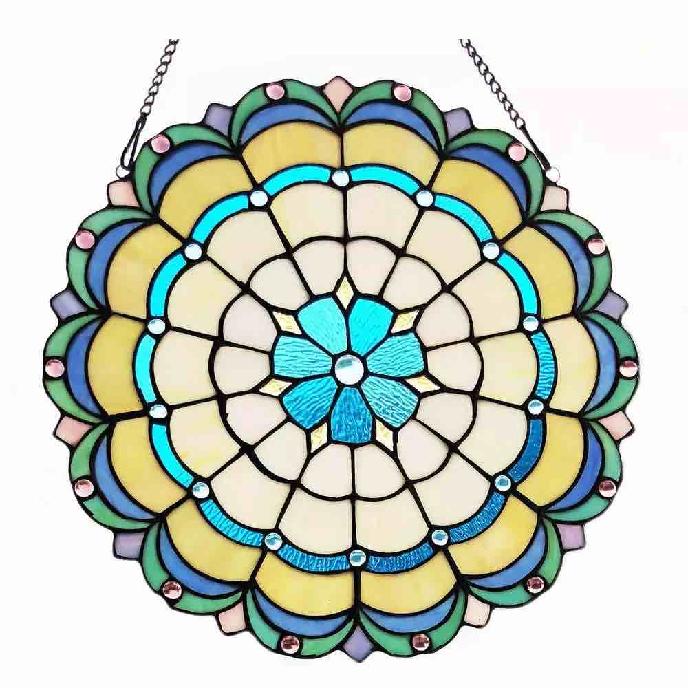 CHLOE Lighting Dakota Victorian Tiffany-glass Window Panel, 18"