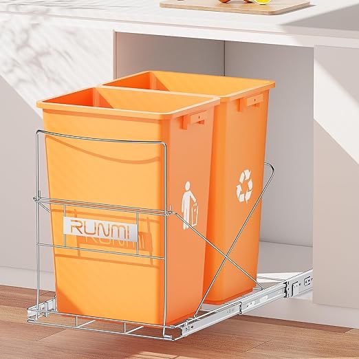 Runmi Double Trash Can Slide Rack Under Cabinet