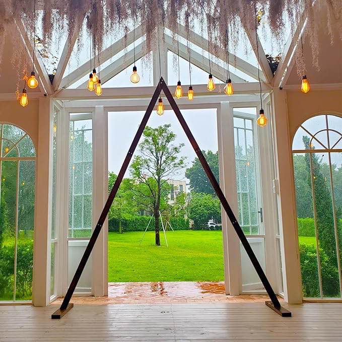 8.9FT Wooden Wedding Arch, Wood Arch for Wedding Ceremony Gorgeous Wedding Arbor Wedding Backdrop Stand for Garden Wedding Parties