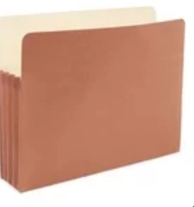 Staples Expanding File Pockets 3.5" Expansion Letter Size Brown 25/BX TR418293/418293