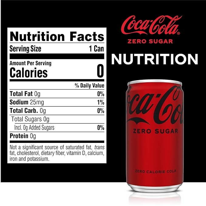 Coca-Cola Coke Zero Sugar Diet Soda Soft Drink, 7.5 fl oz, 17 Cans) 