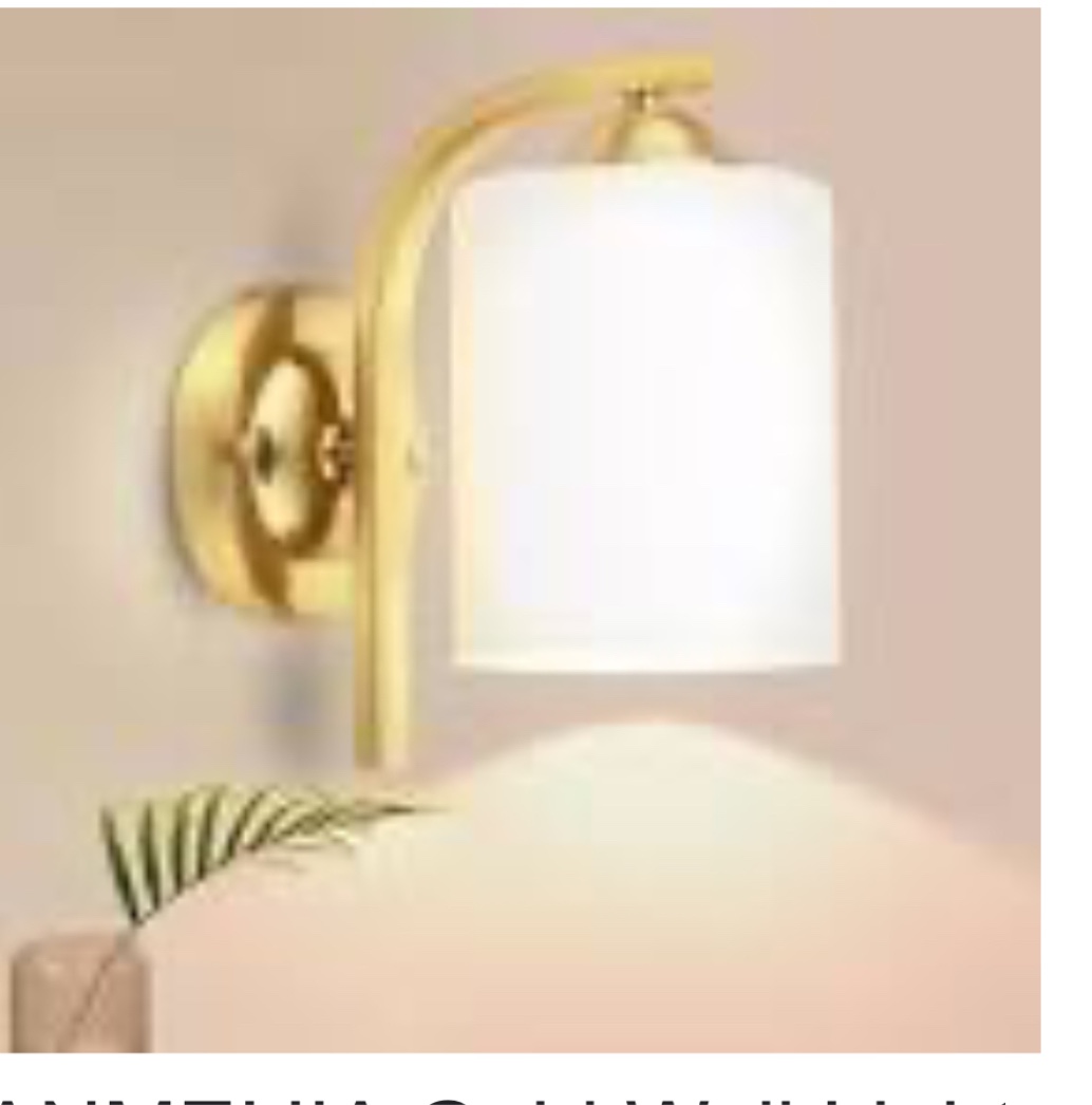 CANMEIJIA Gold Wall Light Fixtures, Wall Sconce 1 Light, Gold Wall Lamp Bathroom Vanity Lightting for Mirror Bedroom Hallway Kitchen Porch, Milky White Glass Shades, E26 Socket, Bulbs Not Included