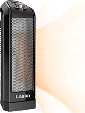 Lasko Oscillating Ceramic Space Heater for Home with Overheat Protection, Thermostat, and 3 Speeds, 15.7 Inches, Black, 1500W, CT16450, Small