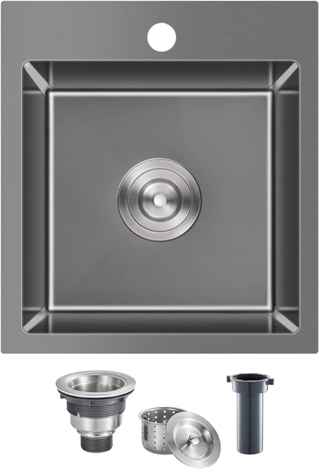 rovate stainless steel bar sink 15 inch, black