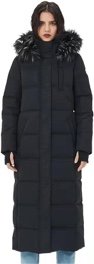 Women's Thickened Down Coat Warm Long Puffer Jacket Water Resistent Windproof Winter Hooded Parka (medium,navy) color different from stock photo