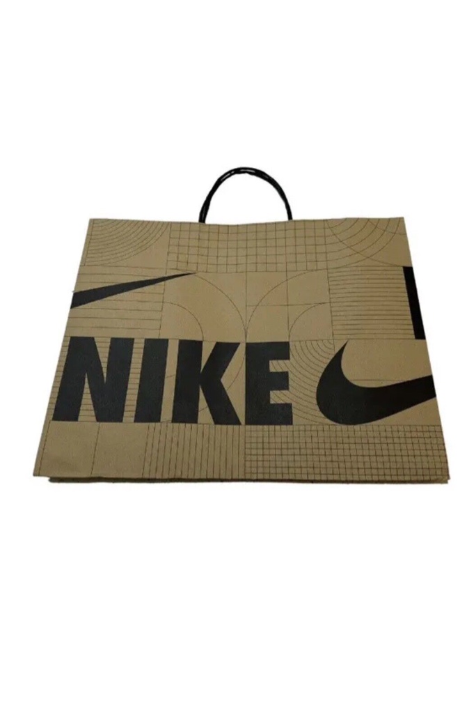 NIKE Iconic Swoosh Brown Recycled Paper Shopping Bag New Retail Store 17"/16"/6"