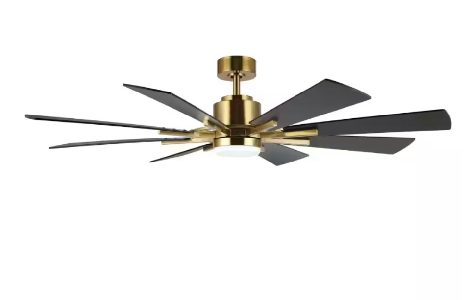 60 in. Matte Black Indoor Ceiling Fan with LED Lights and Remote Control DC Ceiling Fan