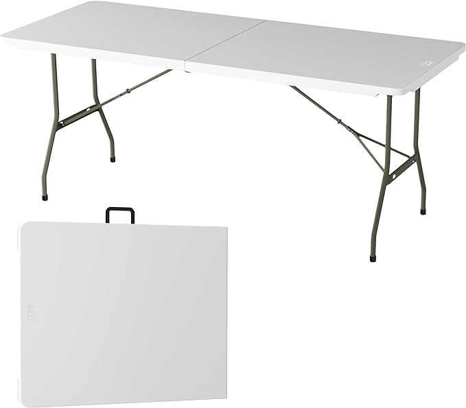 Living and More 8ft Half Folding Table, White