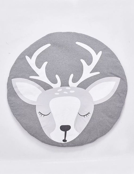 ABREEZE Unicorn Nursery Rug Kids Play Mat 4ft Round Area Rugs Elk Nursery Rug Baby Girls Boys Crawling Mat Non-Slip Tufted Throw Carpet for Nursery Decor Bedroom Gift(Grey)