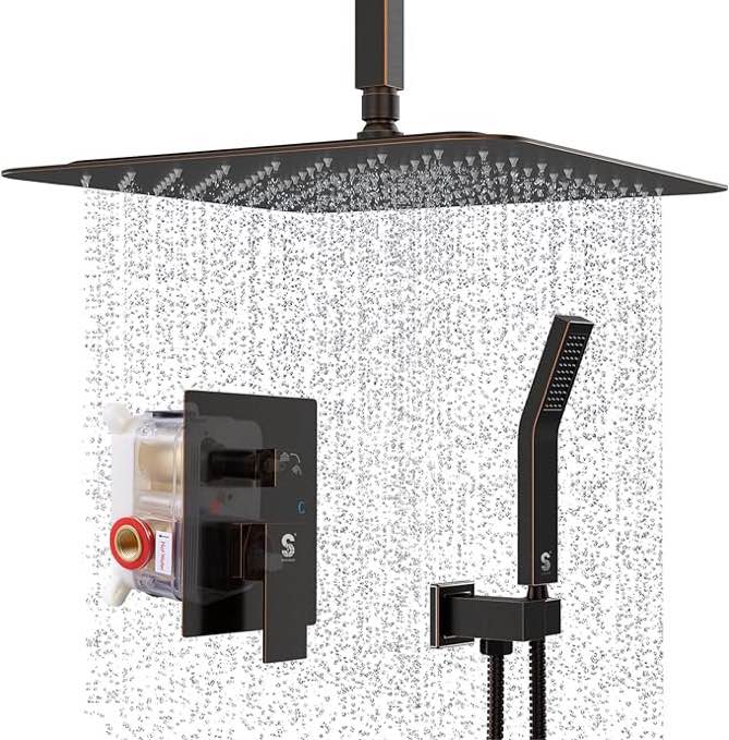 16 INCH OIL-RUBBED BRONZE WALL MOUNTED SHOWER SYSTEM