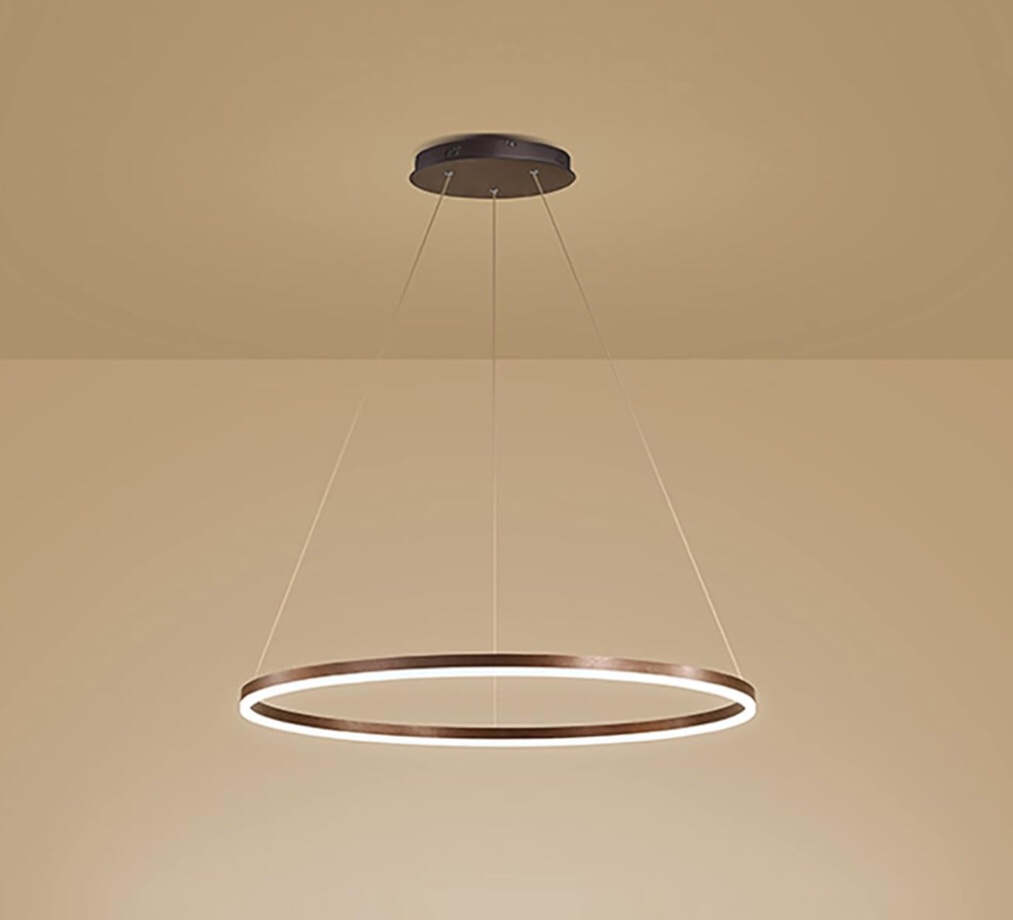 LightInTheBox Modern LED Ring Chandelier, 23.6" Halo Pendant Light Fixture Circle Minimalist Dimmable Hanging Light Metal Acrylic for Living Room Dinning Room Bedroom (Coffee)