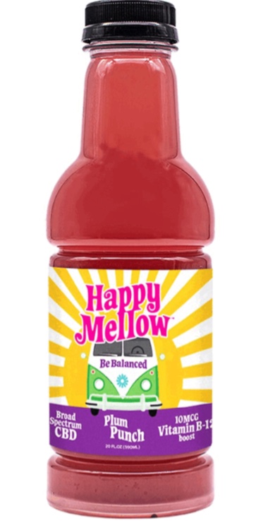 case of (6) 20 ounce bottles, happy mellow CBD beverage plum punch Best By 7/22/24
