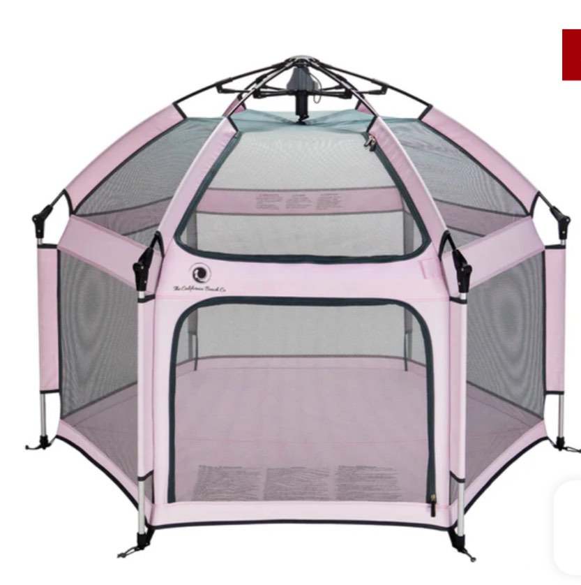 POP 'N GO Premium Indoor and Outdoor Baby Playpen - Portable, Lightweight, Pop Up Pack and Play Toddler Play Yard w/Canopy and Travel Bag - Soft Pink the California beach co