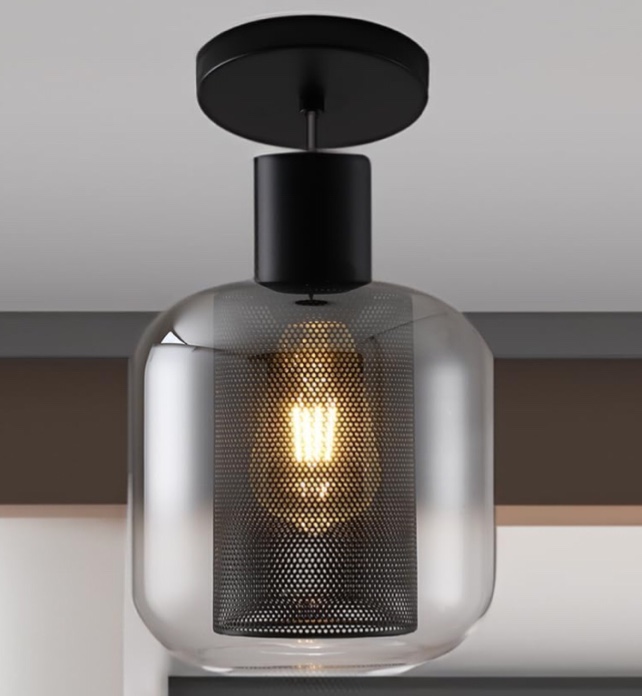 WishStern Black Pendant Lights Kitchen Island Lights, Large Hanging Light Fixtures, Modern Big Glass Pendant Lighting, Industrial Hallway Lights for Dining Room Porch Bedroom