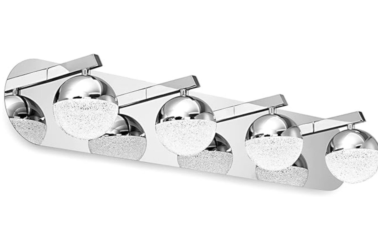 Letsun LED Chrome Bathroom Light Fixtures Bathroom Lights Over Mirror 4 Lights 30 Inch 24W Modern Vanity Light Fixtures Cool White 6000K