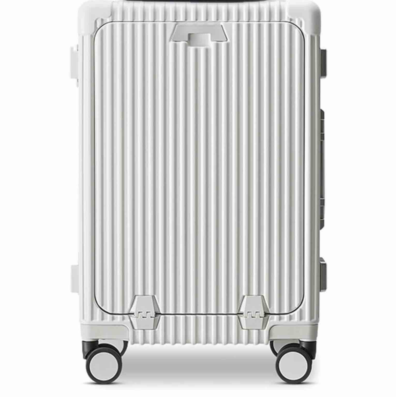 feilario 2 Piece Set 20in Aluminium Frame Hardside Expandable Spinner Wheel Luggage, Built-In TSA lock Carry on Suitcase with Cup Holder & Phone Holder