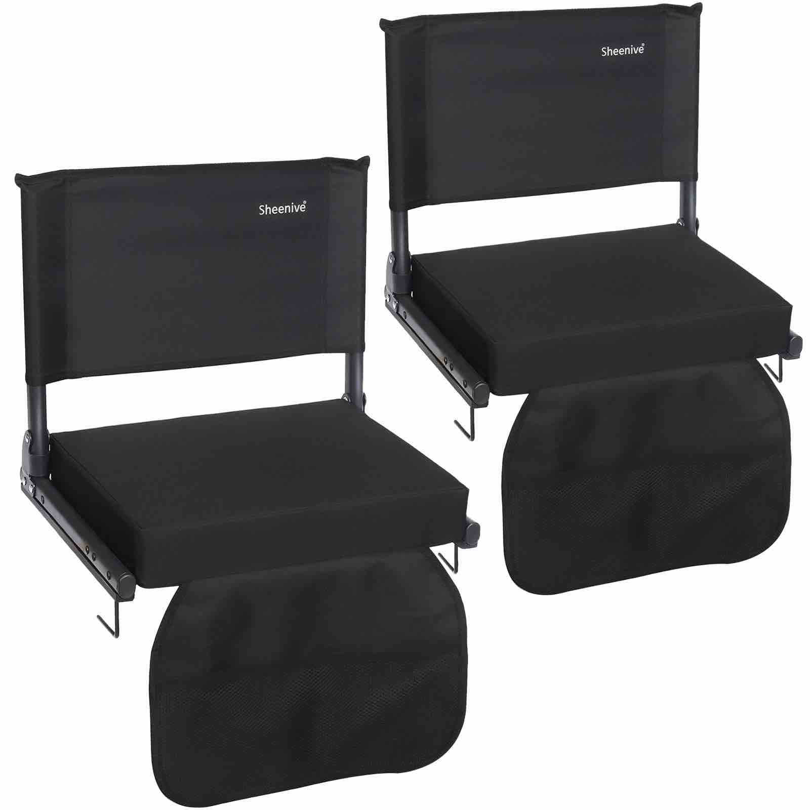 Sheenive Stadium Seating for Bleachers, Bleacher Seat with Backrest Cushion, Wide Padded Stadium Seats for Bleachers with Back Support, Stadium Chair with Shoulder Strap and Cup Holder