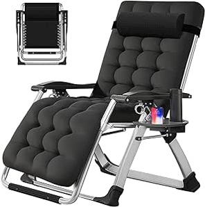 Slsy Zero Gravity Chair, Reclining Lounge Chair with Removable Cushion & Tray for Indoor and Outdoor, Patio Recliner Folding Reclining Chair